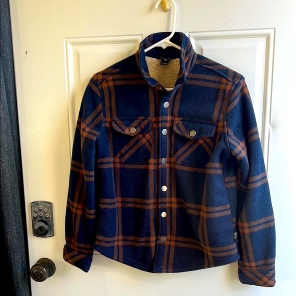 Eddie Bauer Kids Plaid Jacket - Navy and Brown Shacket